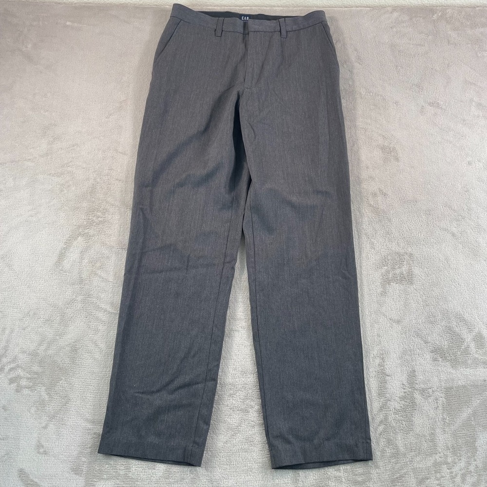 Vintage GAP Dress Trouser Pants Men 32x33 Grey Wool Stretch Straight Leg
